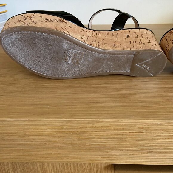 Prada Black Patent Sandals With Cork Wedge 36.5 - Picture 9 of 10